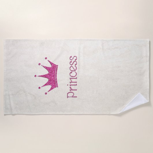Serviette De Plage Adorable, Moderne, Fille, Parties scintillant Tiar (Devant)