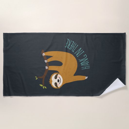Serviette De Plage Adorable Sloth "Hang in There" (Devant)