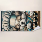 Serviette De Plage Adorable Sushi Chef Chiot (Devant)