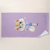 Serviette De Plage Adorable Whimsical Cartoon Kitty - Personnalisé (Devant)
