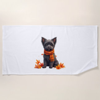 Serviette De Plage Affenpinscher Au Coeur Fait De Feuilles D'Automne
