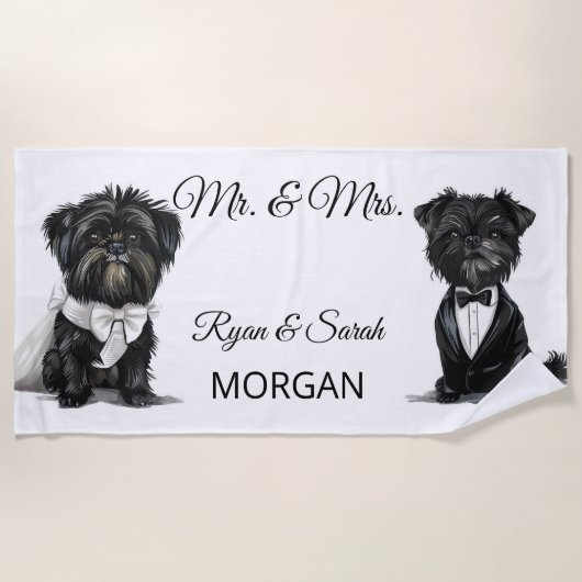 Serviette De Plage Affenpinscher Couple Bride Groom M et Mme (Devant)