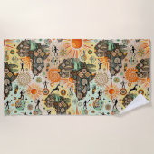 Serviette De Plage Africa Map Decorative Tribal Elements Pattern (Devant)