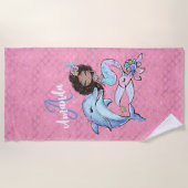 Serviette De Plage African American Mermaid Custom Name Girl (Devant)
