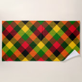 Serviette De Plage  African Rasta Reggae Colours Plaid Pattern Design (Devant)