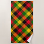 Serviette De Plage  African Rasta Reggae Colours Plaid Pattern Design (Devant)