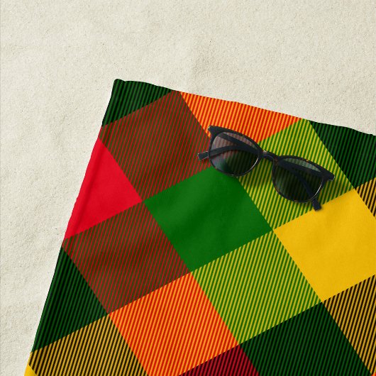 Serviette De Plage  African Rasta Reggae Colours Plaid Pattern Design