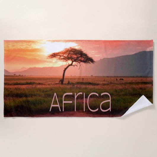 Serviette De Plage Afrique Coucher de soleil (Devant)