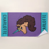 Serviette De Plage Afro Unicorn | Divin (Devant)