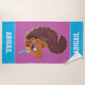 Serviette De Plage Afro Unicorn | Unique (Devant)