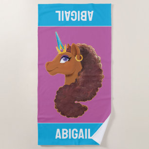 Serviette De Plage Afro Unicorn Unique