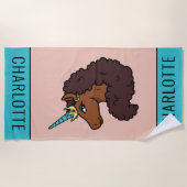 Serviette De Plage Afro Unicorn | Unique (Devant)