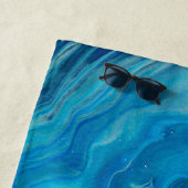 Serviette De Plage Agate de marbre bleu et Turquoise Résumé (En situation)