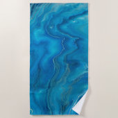 Serviette De Plage Agate de marbre bleu et Turquoise Résumé (Devant)