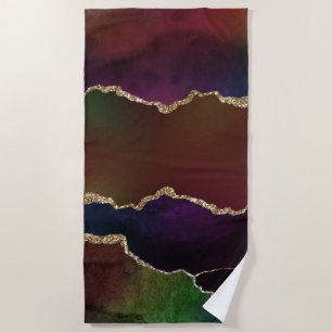 Serviette De Plage Agate foncé intense Moody Rainbow Jewel Tone