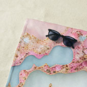 Serviette De Plage Agate Marble Moderne Blue Rose Gold Collection (En situation)