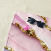Serviette De Plage Agate Marble tendance Blue Pink Gold Collection (En situation)