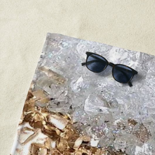Serviette De Plage Agate Turquoise Blue Gold Parties scintillant Marb (En situation)