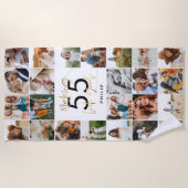 Serviette De Plage âge modifiable chic anniversaire multi photo scrip (Devant)