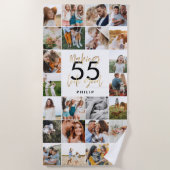 Serviette De Plage âge modifiable chic anniversaire multi photo scrip (Devant)