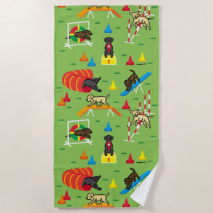 Serviette De Plage Agilité des chiens des trieuses du Labrador