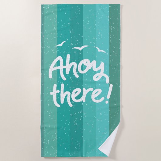 Serviette De Plage Ahoy Bleu détendu Bleu rayé Nautique (Devant)