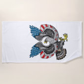 Serviette De Plage Aigle avec drapeau américain Beach Towel (Devant)