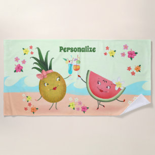 Serviette De Plage Aiguille fine et pastèque personnalisée