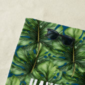Serviette De Plage Aiguilles Feuilles tropicales bleues (En situation)