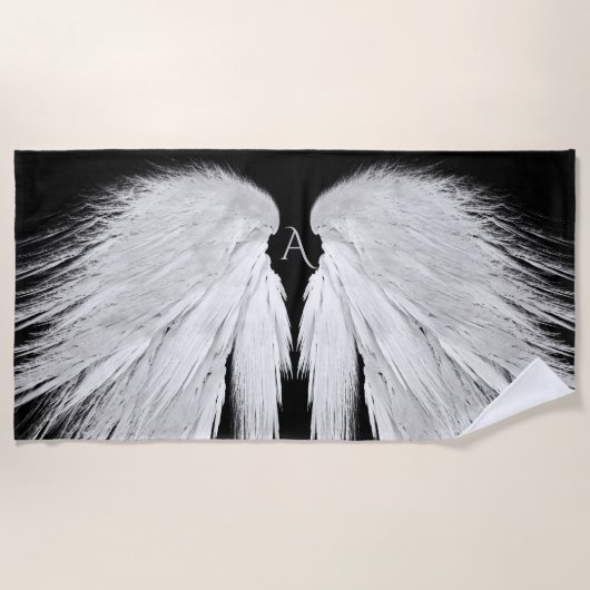Serviette De Plage AILES ANGEL Monogramme Noir (Devant)