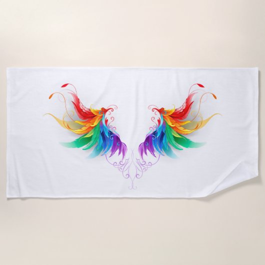 Serviette De Plage Ailes fluffy arc-en-ciel (Devant)