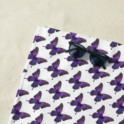 Serviette De Plage Ailes rides : Papillon pourpre (En situation)
