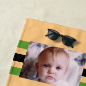 Serviette De Plage Aimez vous papa 2 photos vert orange (En situation)