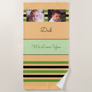 Serviette De Plage Aimez vous papa 2 photos vert orange