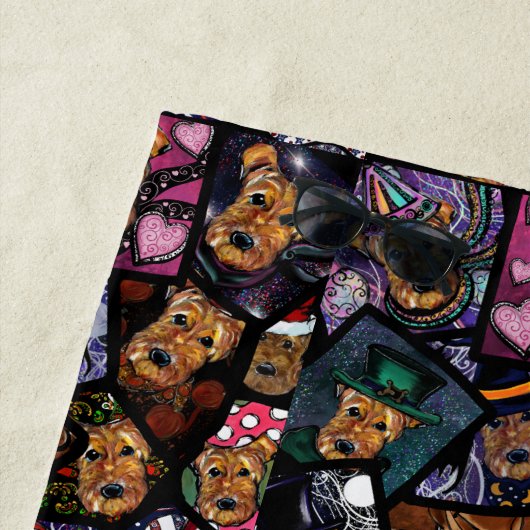 SERVIETTE DE PLAGE AIREDALE TERRIER (En situation)