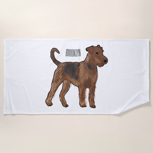 Serviette De Plage Airedale terrier dog cartoon (Devant)