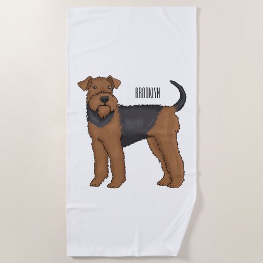 Serviette De Plage Airedale terrier dog cartoon (Devant)