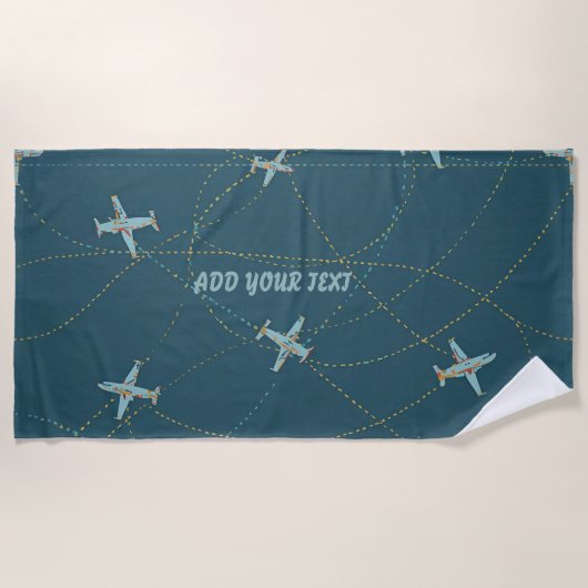 Serviette De Plage Airplane Beach Towel – Personalised with Your Text (Devant)