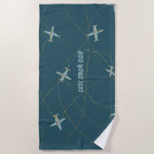 Serviette De Plage Airplane Beach Towel – Personalised with Your Text (Devant)