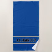 Serviette De Plage Ajouter le nom, Bleu et Bleu Bleu Bleu Bleu (Devant)