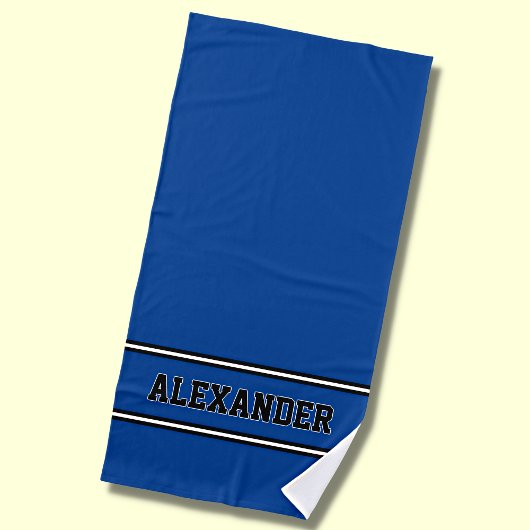 Serviette De Plage Ajouter le nom, Bleu et Bleu Bleu Bleu Bleu