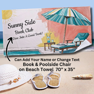 Serviette De Plage Ajouter le nom du texte Sunny Side Pool Book Club