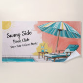Serviette De Plage Ajouter le nom du texte Sunny Side Pool Book Club (Devant)