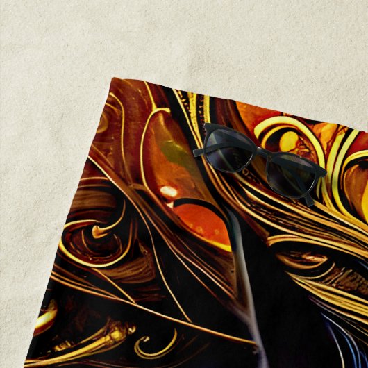 Serviette De Plage Ajouter le nom Texte, Cheval d'Imaginaire noir ave (En situation)