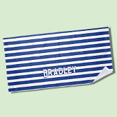 Serviette De Plage Ajouter le nom Texte, Grungy Dark Blue Blancs