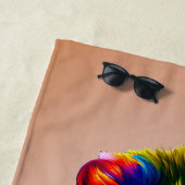 Serviette De Plage Ajouter le nom Texte, Lion de la goutte de peintur (En situation)