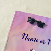 Serviette De Plage Ajouter le nom Texte, Pastels Peint Chat Siamais (En situation)
