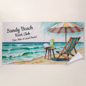 Serviette De Plage Ajouter le nom Texte Sandy Beach Book Club (Devant)