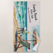 Serviette De Plage Ajouter le nom Texte Sandy Beach Book Club (Devant)