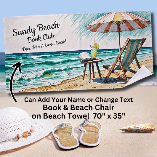 Serviette De Plage Ajouter le nom Texte Sandy Beach Book Club